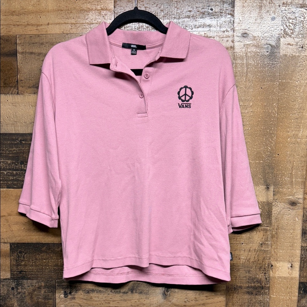 Vans Pink Short Sleeve Oversized Polo Shirt Women's Size‎ XS-M